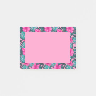 Post-it® Monstera Feuilles et Hibiscus, Turquoise et rose
