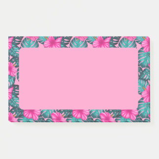 Post-it® Monstera Feuilles et Hibiscus, Turquoise et rose