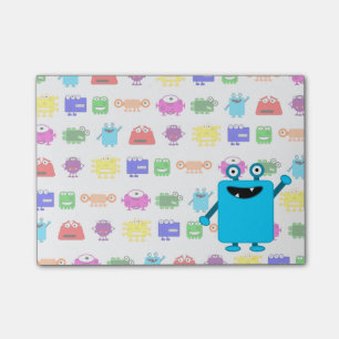 Post-it® Monstre bleu-clair mignon de bande dessinée