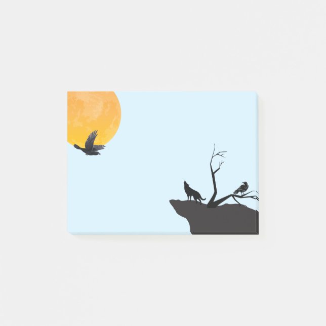 Post-it® Moon Wolf Raven Post-it Notes (Devant)