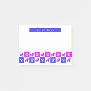 Post-it® Morkie Chien & Paw Hot Rose & Blue