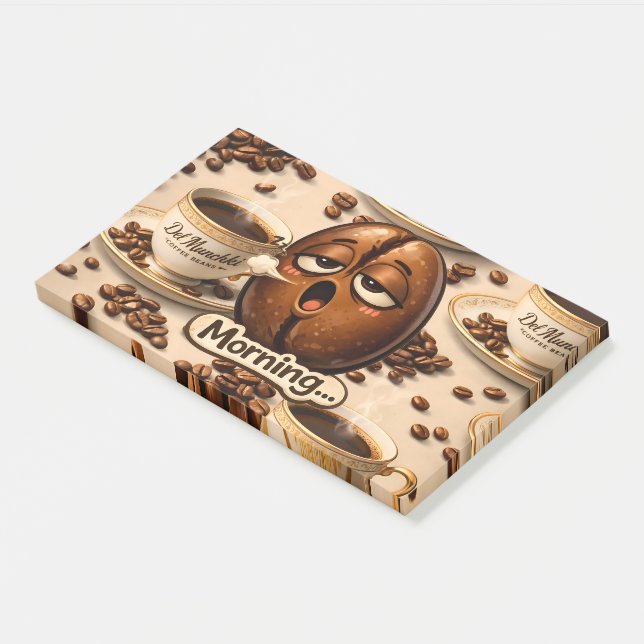 Post-it® Morning, sleepy coffee bean funny relatable post (Incliné)