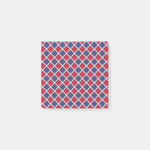 Post-it® Motif à carreaux diamant Harlequin rouge bleu blan