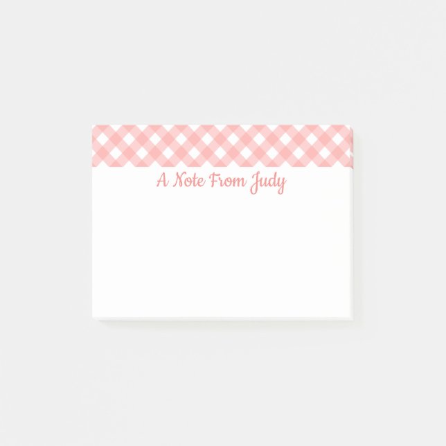 Post-it® Motif à carreaux Gingham rose poudré (Devant)