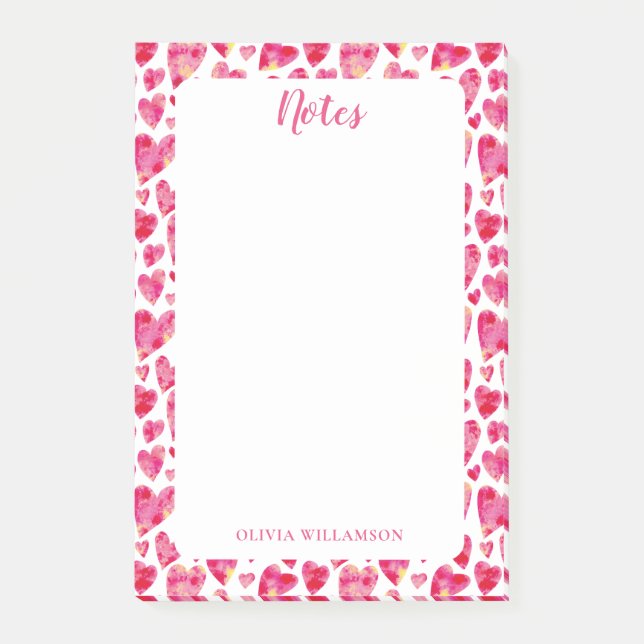 Post-it® Motif à coeur rose pour faire des notes (Devant)