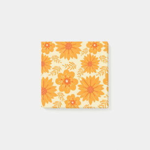Post-it® Motif à fleurs orange Vintage rétro du milieu du s