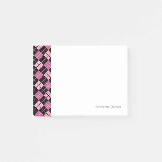 Post-it® Motif à motifs de losanges dans le noir et le rose (Devant)