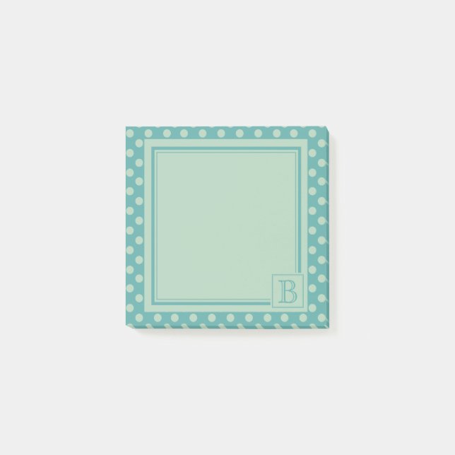 Post-it® Motif à pois monogramme sarcelle (Devant)