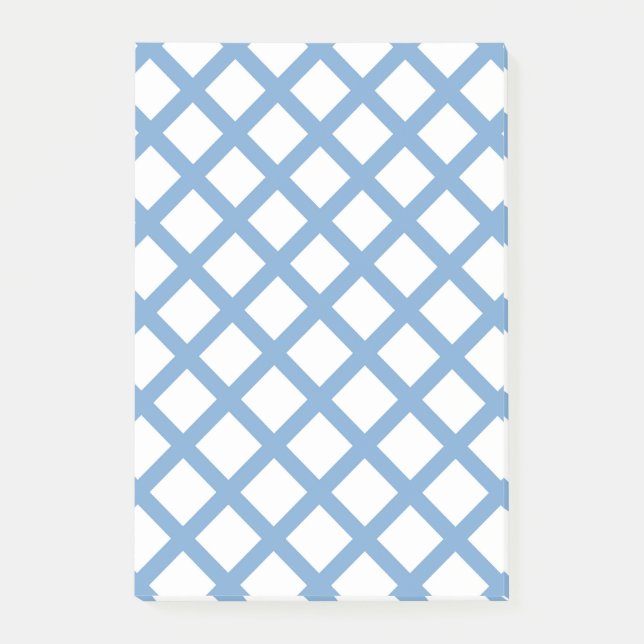 Post-it® Motif à rayures diamantées en arlequin bleu blanc (Devant)