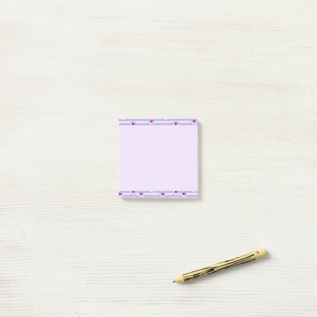 Post-it® Motif à rayures pastel avec des marguerites (Sur un bureau)