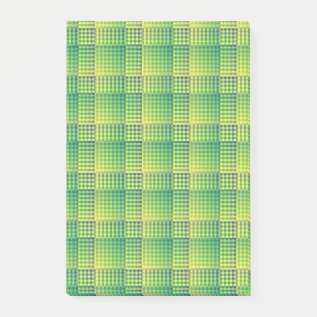 Post-it® Motif abstrait à carreaux verts et bleus (Devant)