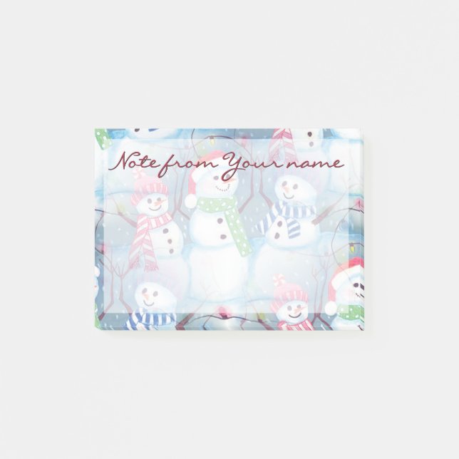 Post-it® Motif Amusant de Bonhommes de Neige de Fête Person (Devant)