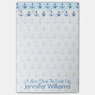 Post-it® Motif Ancre Bleu Pastel  Ajouter votre nom