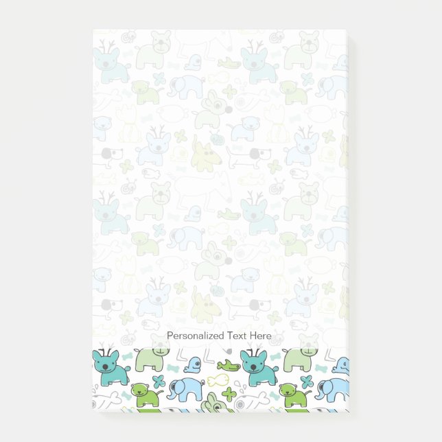 Post-it® motif animal d'arrière - plan d'enfants (Devant)