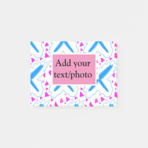 Post-it® Motif aquarelle bleu rose ajoutez nom texte person