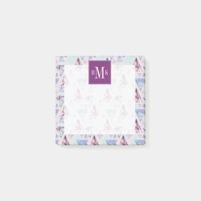 Post-it® Motif Aquarelle rose et bleu palmier (Devant)