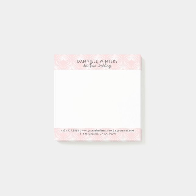 Post-it® Motif Art Déco Élégant En Rose & Blanc (Devant)
