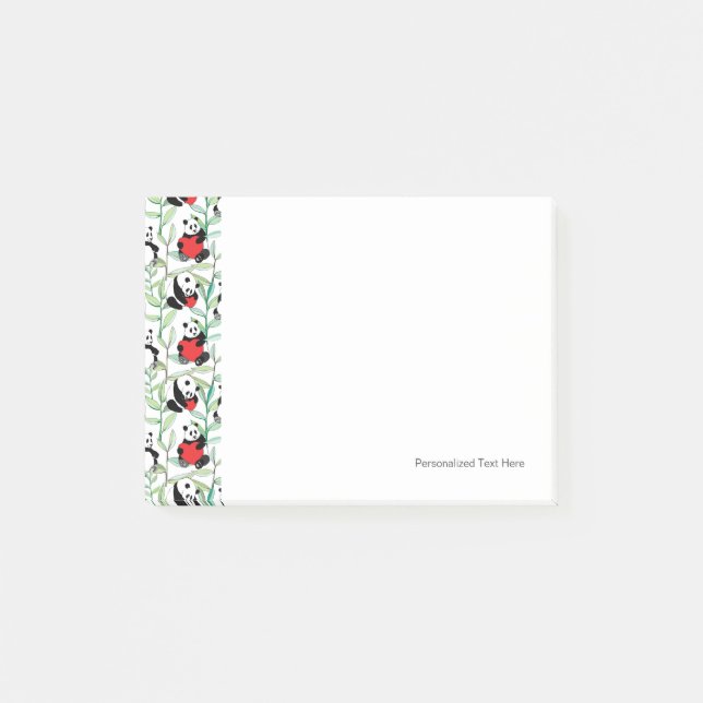 Post-it® motif avec de beaux pandas avec des coeurs (Devant)