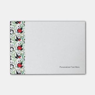 Post-it® motif avec de beaux pandas avec des coeurs