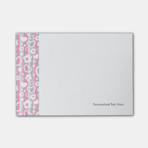Post-it® Motif avec des coeurs et des fleurs