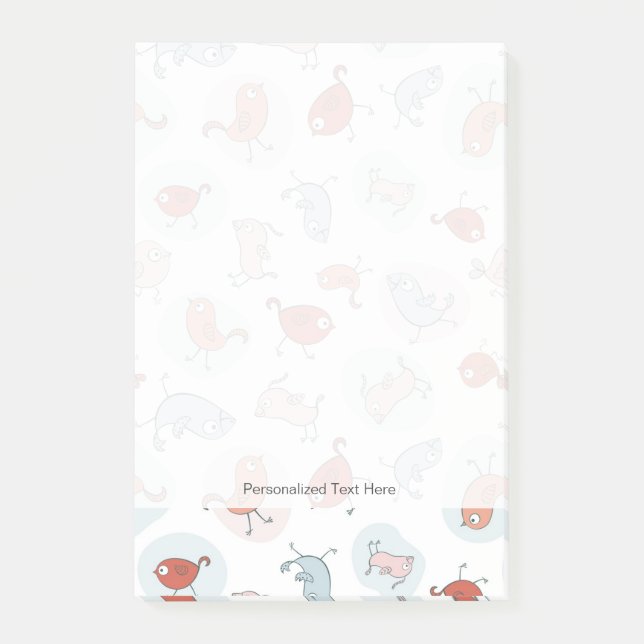 Post-it® motif avec des oiseaux de bande dessinée (Devant)