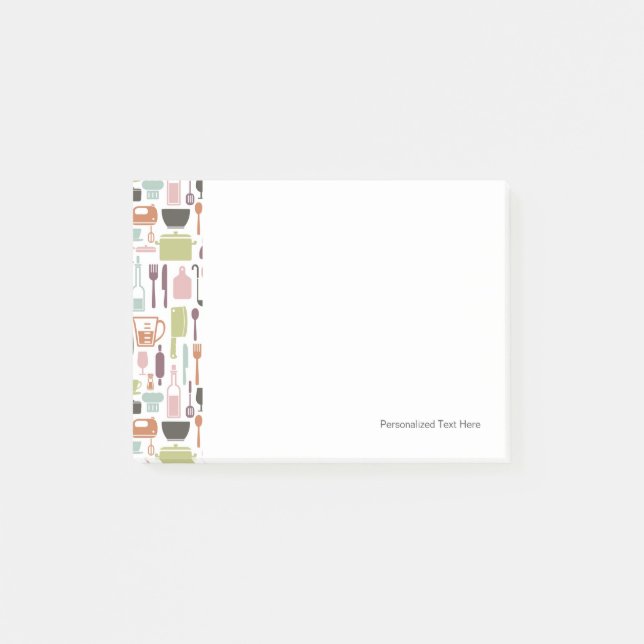 Post-it® Motif avec icônes de cuisine colorées (Devant)