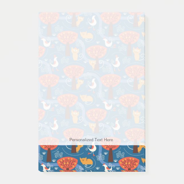 Post-it® motif avec les chats et les oiseaux mignons (Devant)