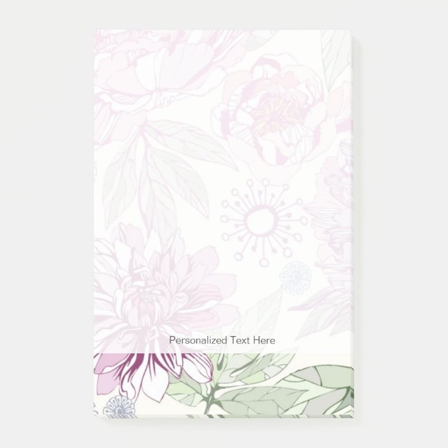 Post-it® Motif avec les fleurs roses (Devant)