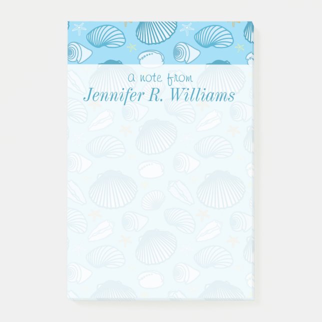 Post-it® Motif bleu océan| Ajouter votre nom (Devant)