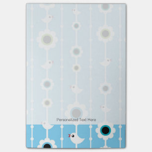 Post-it® motif bleu oiseaux et fleurs