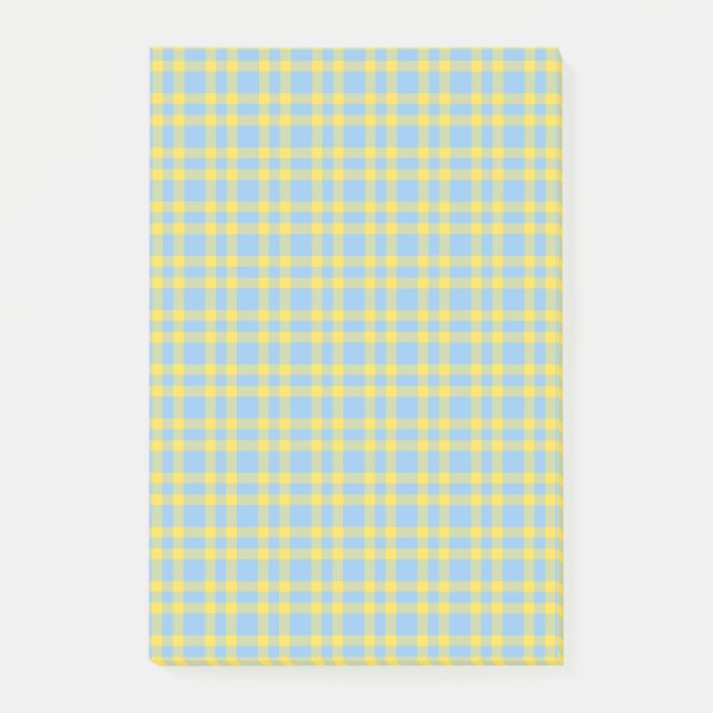Post-it® Motif carreaux bleu jaune (Devant)