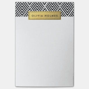 Post-it® Motif Chevron Black & Gold Faux Foil