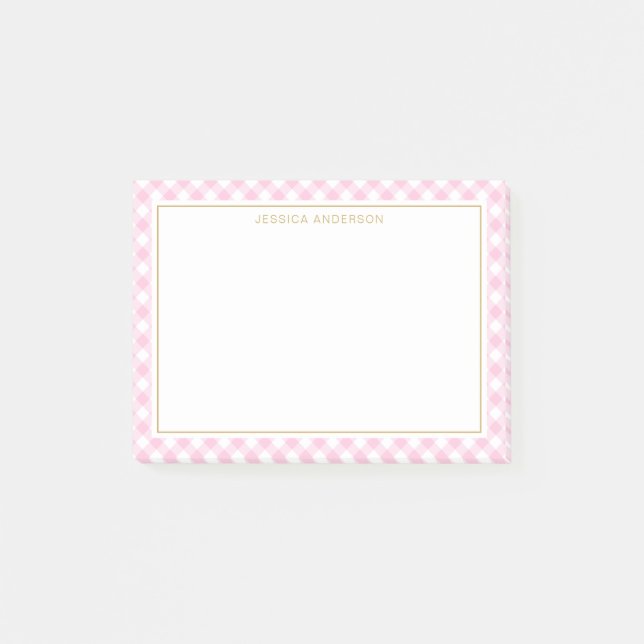 Post-it® Motif Chic Rose Et Blanc En vichy (Devant)