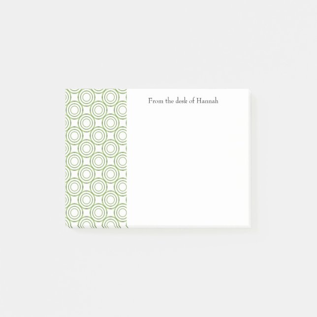 Post-it® Motif circulaire Vintage vert Notes personnalisées (Devant)