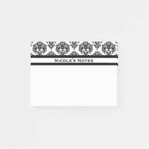 Post-it® Motif damassé noir et blanc moderne personnalisé