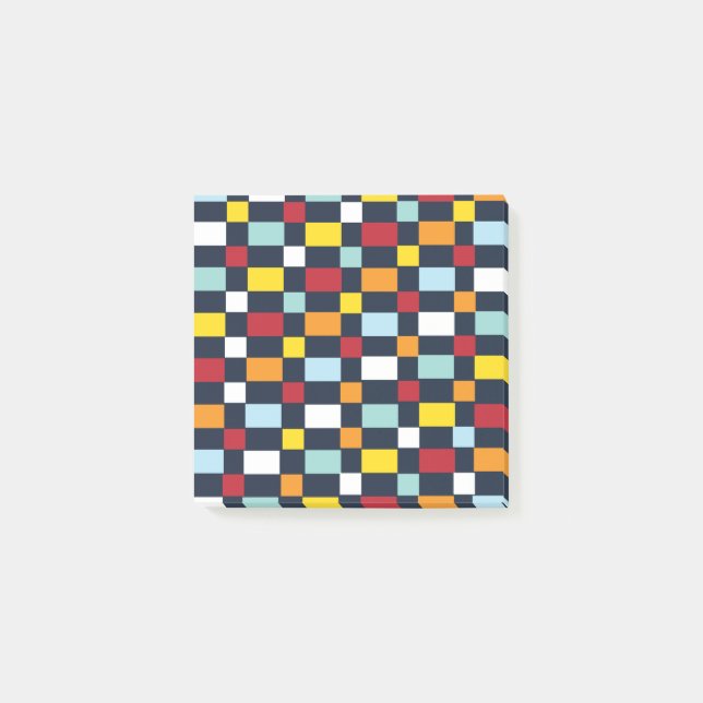 Post-it® Motif damier coloré  (Devant)