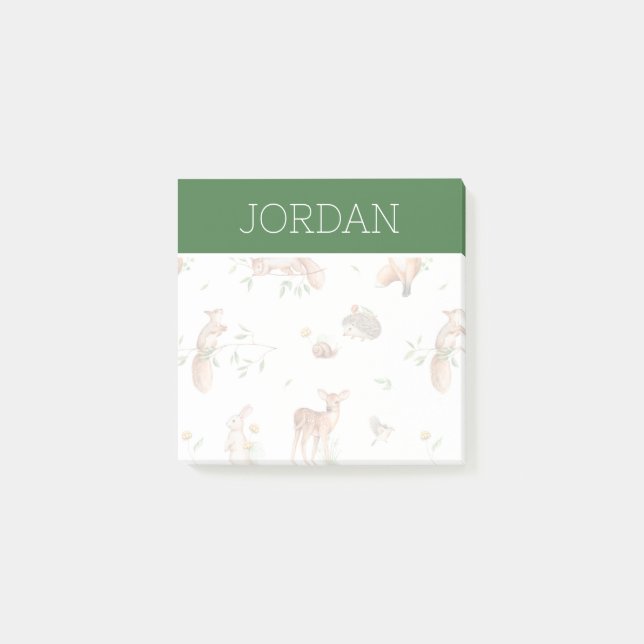 Post-it® Motif d'amis animaux de bois mignon (Devant)