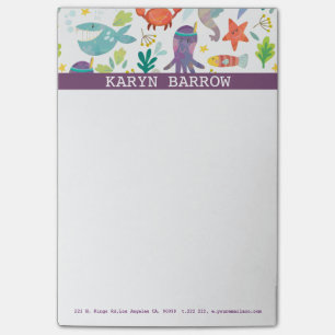 Post-it® Motif d'animaux de mer colorés