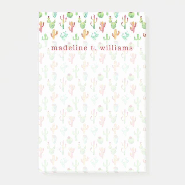 Post-it® Motif d'aquarelle Cactus Pastel (Devant)