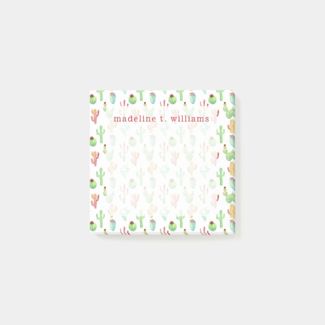 Post-it® Motif d'aquarelle Cactus Pastel (Devant)