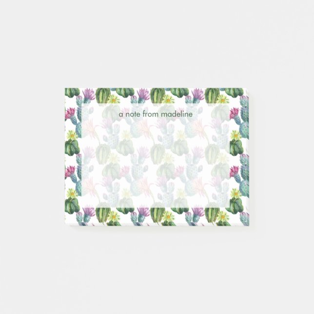 Post-it® Motif d'art de cactus d'aquarelle (Devant)
