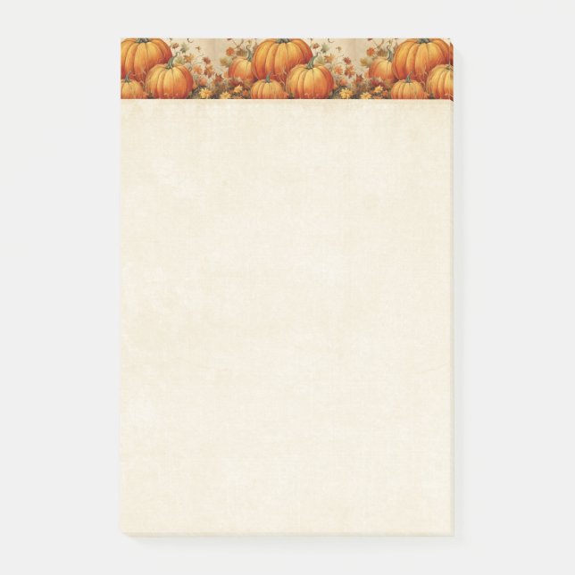 Post-it® Motif d'automne rustique Citrouille orange (Devant)