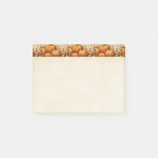 Post-it® Motif d'automne rustique Citrouille orange (Devant)