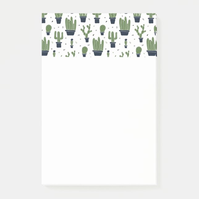 Post-it® Motif de cactus vert foncé rustique du désert (Devant)