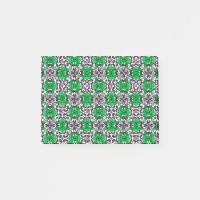 Post-it® Motif de carrelage répétitif vert et blanc (Devant)