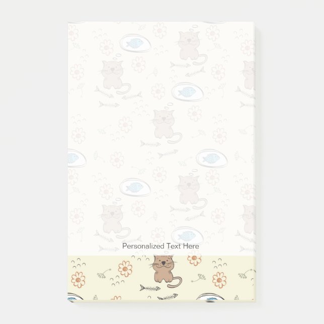 Post-it® motif de chat et de poissons (Devant)