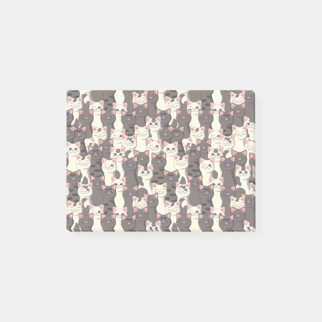 Post-it® Motif de chats blancs et gris (Devant)