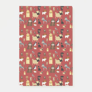 Post-it® motif de chiens arrière - plans rouges.