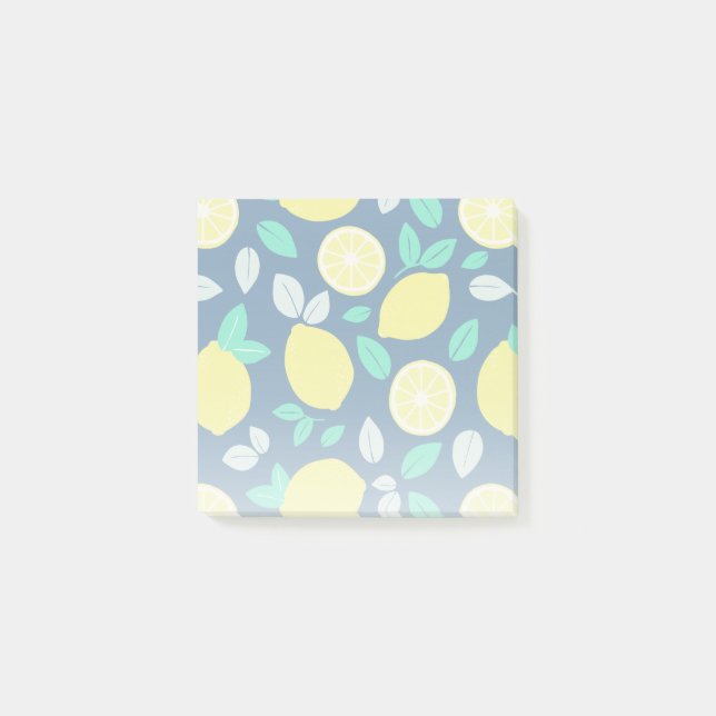 Post-it® Motif de citron d'été en bleu marine (Devant)