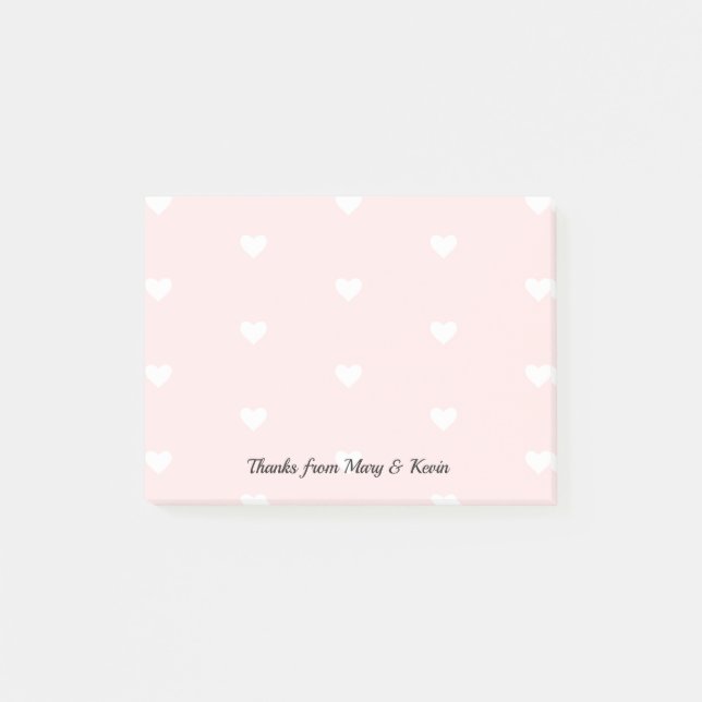 Post-it® Motif de cœur rose personnalisé Couple de mariage  (Devant)